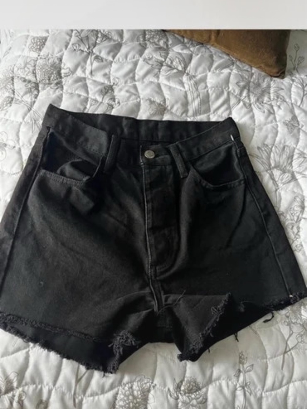 J. Galt High-Rise Black Denim Cutoff Shorts